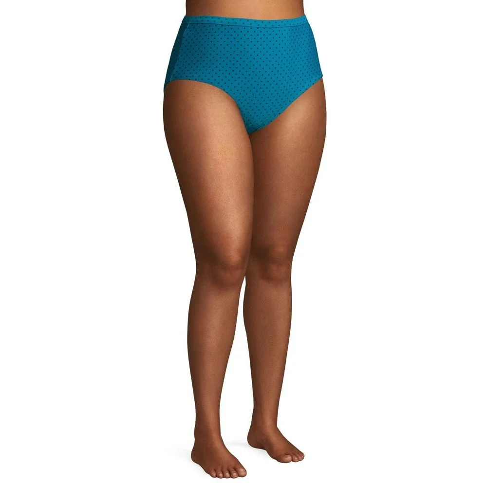 NEW Terra & Sky Plus Blue Dots High Waist Tummy Control Bikini Bottom 5X 32W-34W
